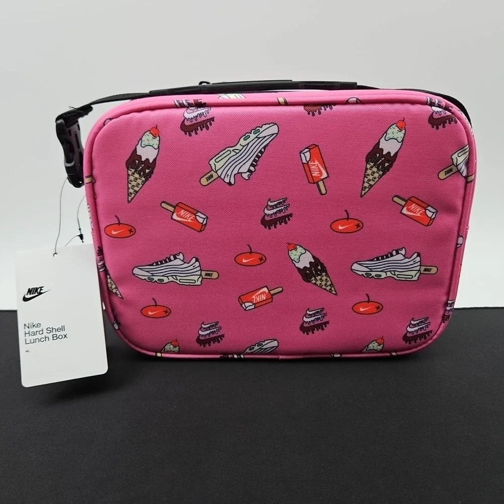 Nike Lunch Bag Tote Hard Shell-Lined Insulated Black‎ Pink New 9A2929-I27